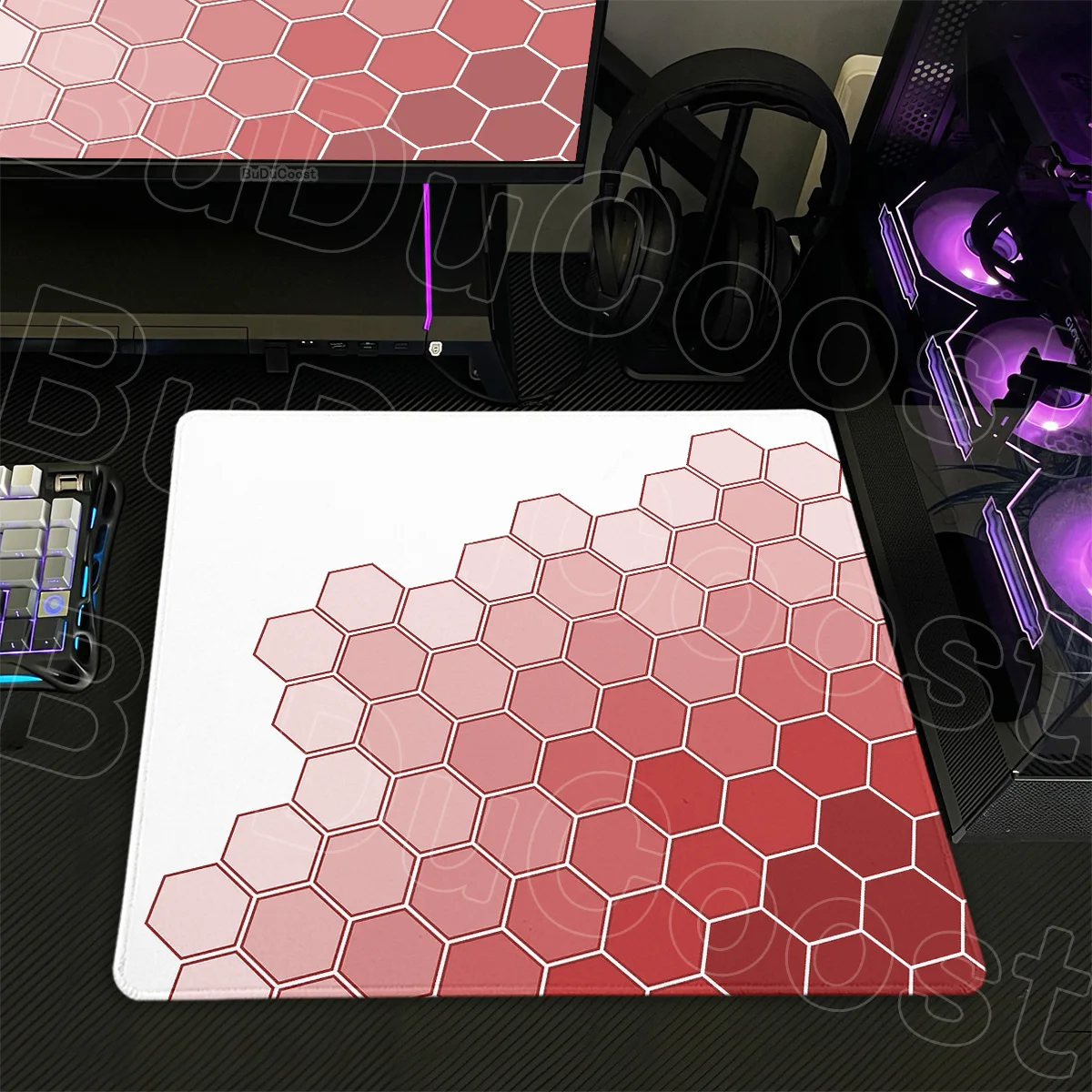 White & Gray Hexagon Small Gaming Mouse Pad New Geometry Art Design Table Washable Xs Portable Laptop Office Gamer Keyboard Mats