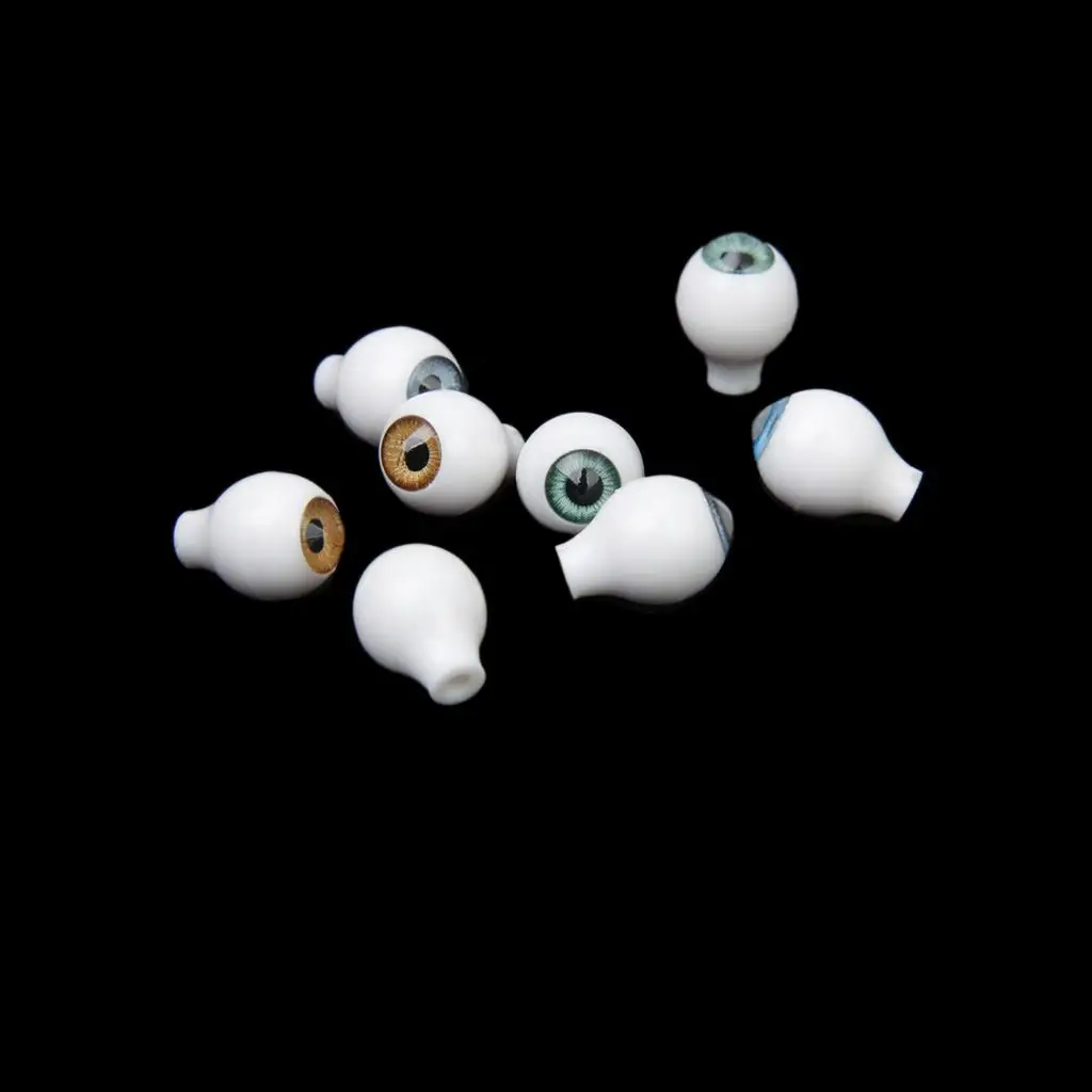 MagiDeal Simulation 4 Pairs Round Acrylic Doll Eyes DIY Eyeballs for Porcelain Dolls Animals Halloween Props Kids Toy 10x7mm