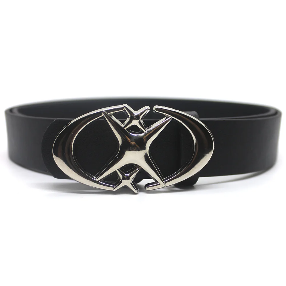Punk Moon Star Buckle Belt Design Cross Metal Vintage Gothic Men Women Y2k Belt Pu Leather Waistband Jeans Pants Decorative Belt image 2