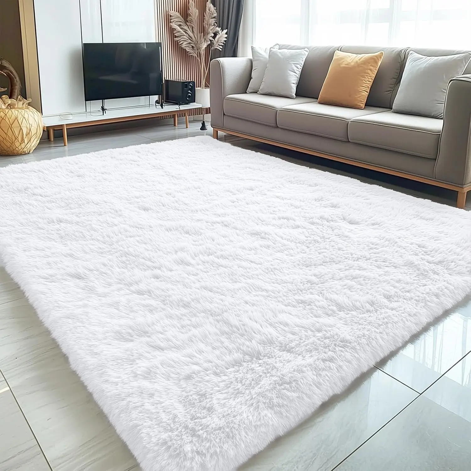 

5x8 Machine Washable Large Area Rugs for Living Room, Bedroom, Soft Fluffy Shaggy Kids Rug, Indoor Floor Carpet for Home Decor