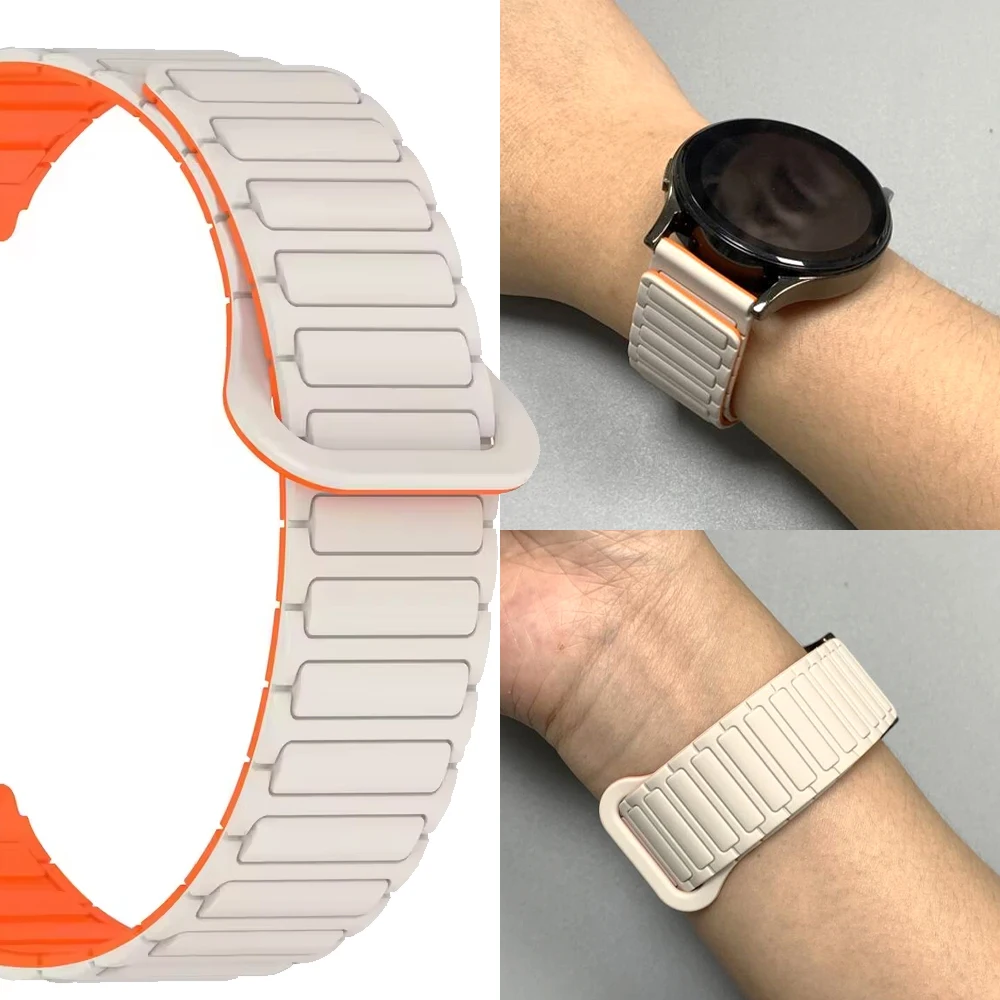 20mm 22mm Magnetic Strap for Samsung Galaxy Watch 7 6 5 4 Classic 5Pro Active Silicone Band for Huawei Watch 5 4 GT 6 6Pro 46mm