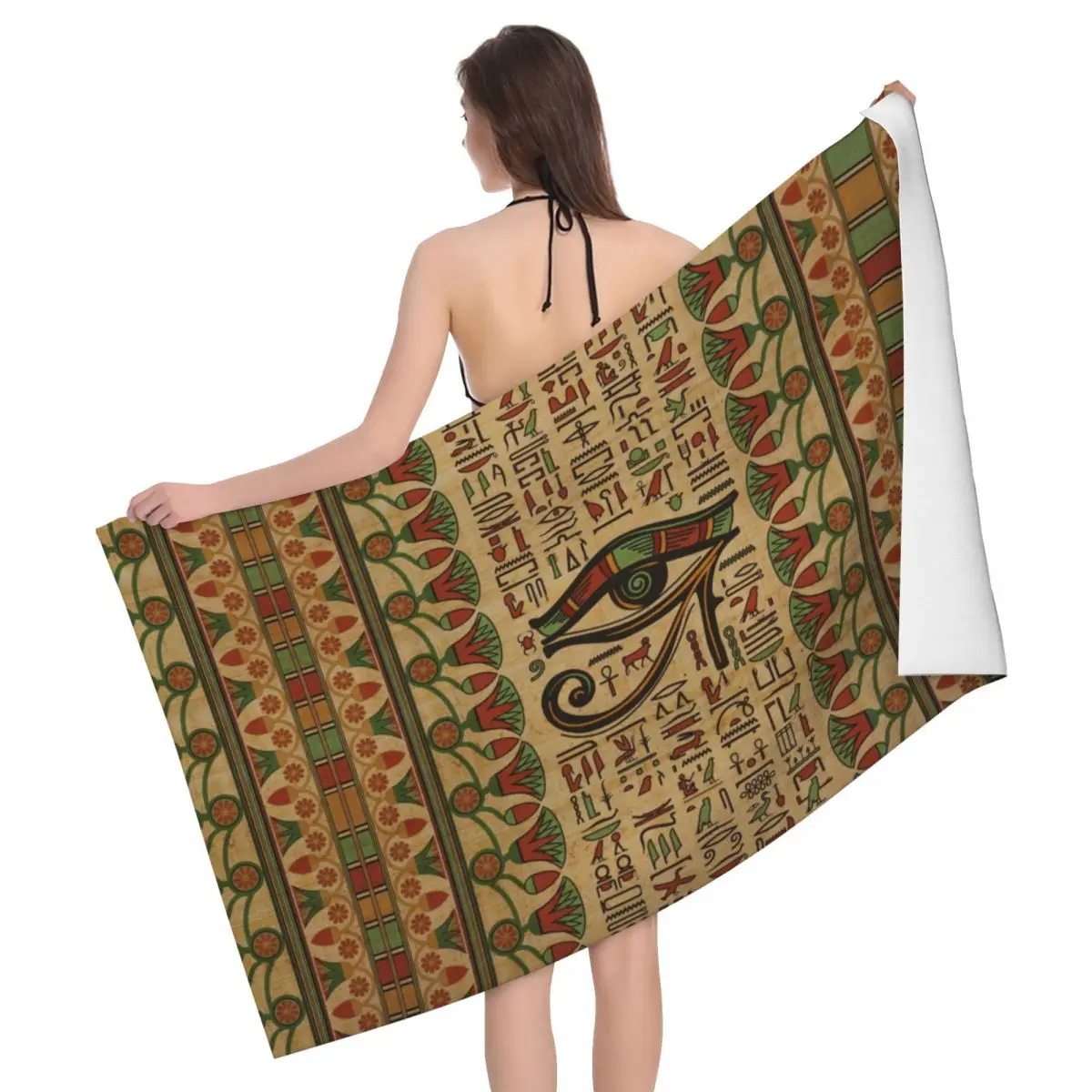 

Egyptian Eye Of Horus Beach Towel Quick Dry Ancient Egypt Hieroglyphs Super Soft Microfiber Bathroom Sauna Towels