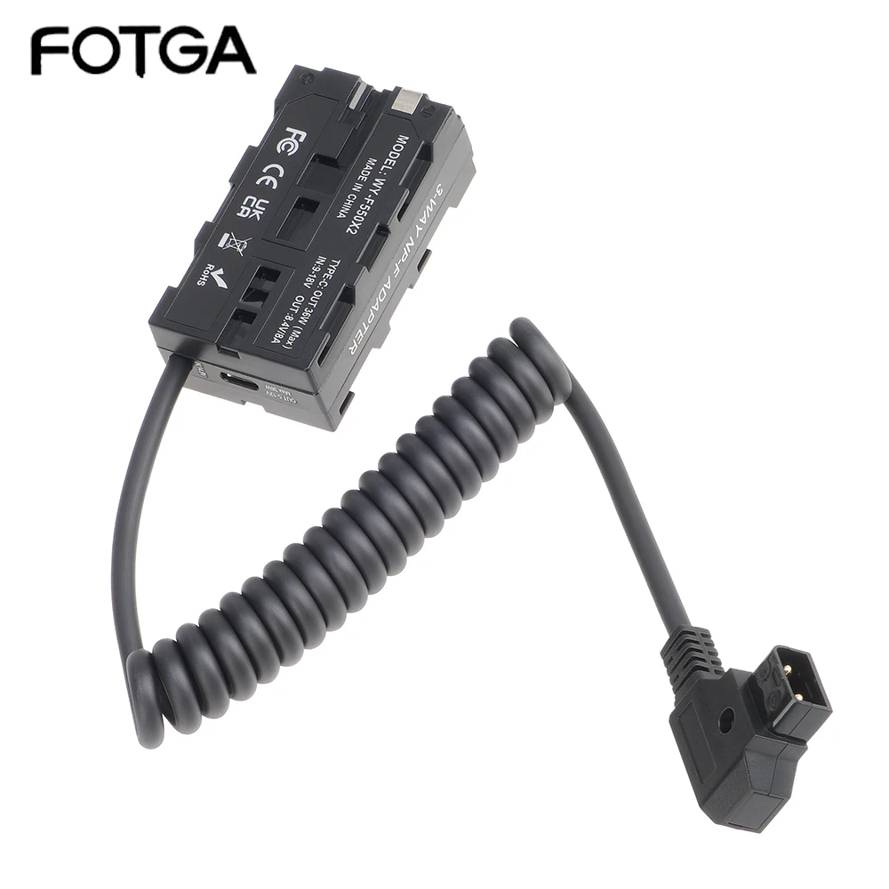 FOTGA Dummy Battery D-TAP to NP-F550 For NP-F550/F750/F970 battery Double sided Dummy battery Power Adapter for Monitor/Camera