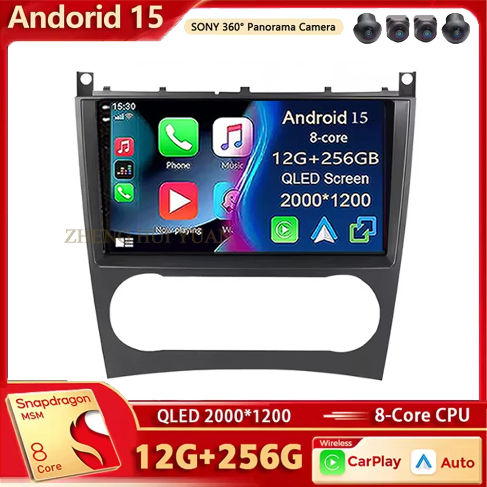 

Android 15 For Mercedes Benz W203 W209 C180 C200 C220 C230 2005 - 2009 video Player Car Radio Stereo GPS Carplay AUTO WIFI 4G