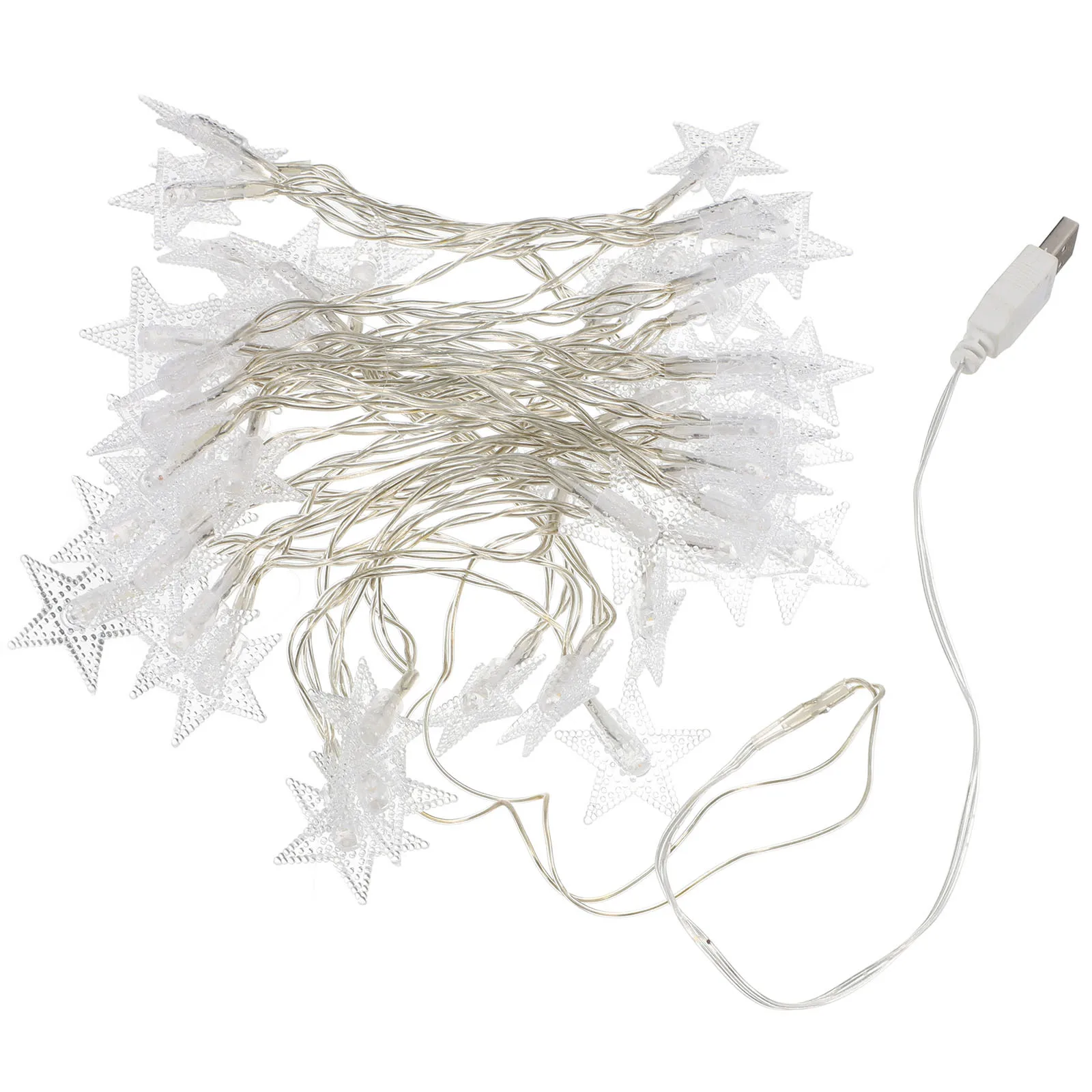 Lampu String LED Bertenaga USB Warna Putih Hangat untuk Dekorasi Natal, Pernikahan, Pesta, dan Pencahayaan Kamar Tidur