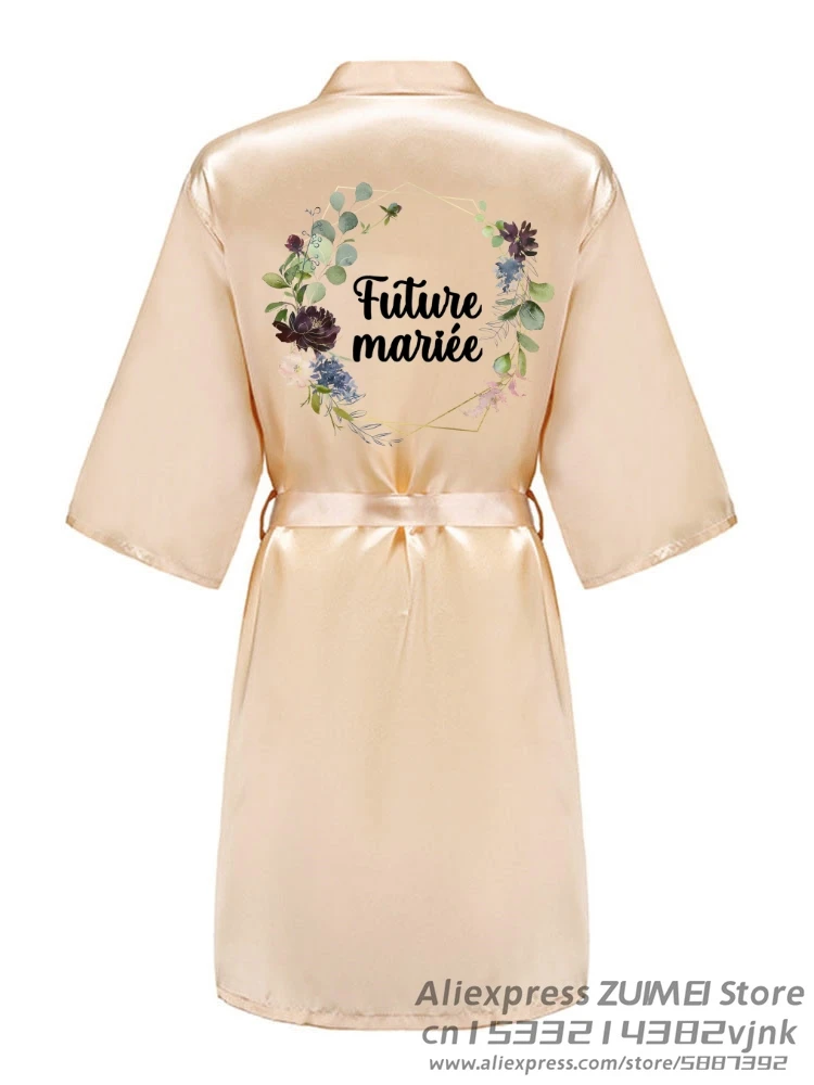 Robe de Soirée en Satin à Imprimé Floral Personnalisé, pour Équipe de Mariée, Patients, Demoiselle d\'Honneur, Cadeau