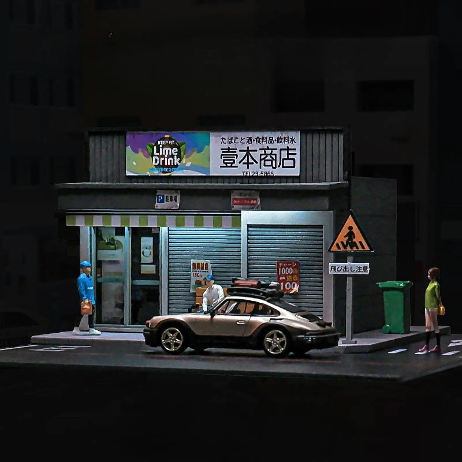 

1/64 Store Model Diorama Collections DIY Assembly Layout Prop Miniature Building Scene Tabletop Ornament Street Shop Scene