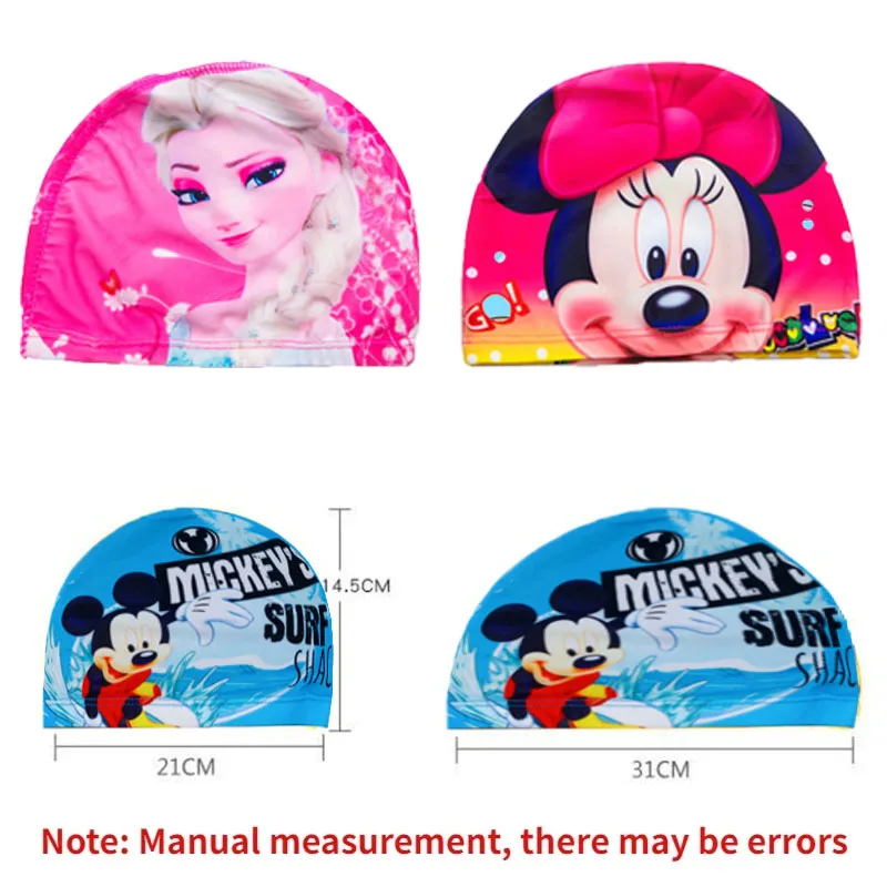 Disney Swimming Cap Cartoon Anime for Children Elastic Fabric for Long Hair Kids Protect Ears Swim Pool Hat for Boys Girls Swim