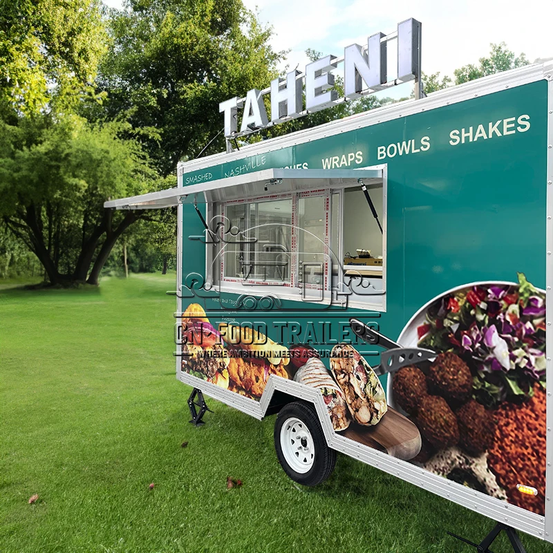 

Мобильный фудтрак CN: полностью оборудованная кухня для бургеров и мороженого с кофейной станцией и прилавком для подачи