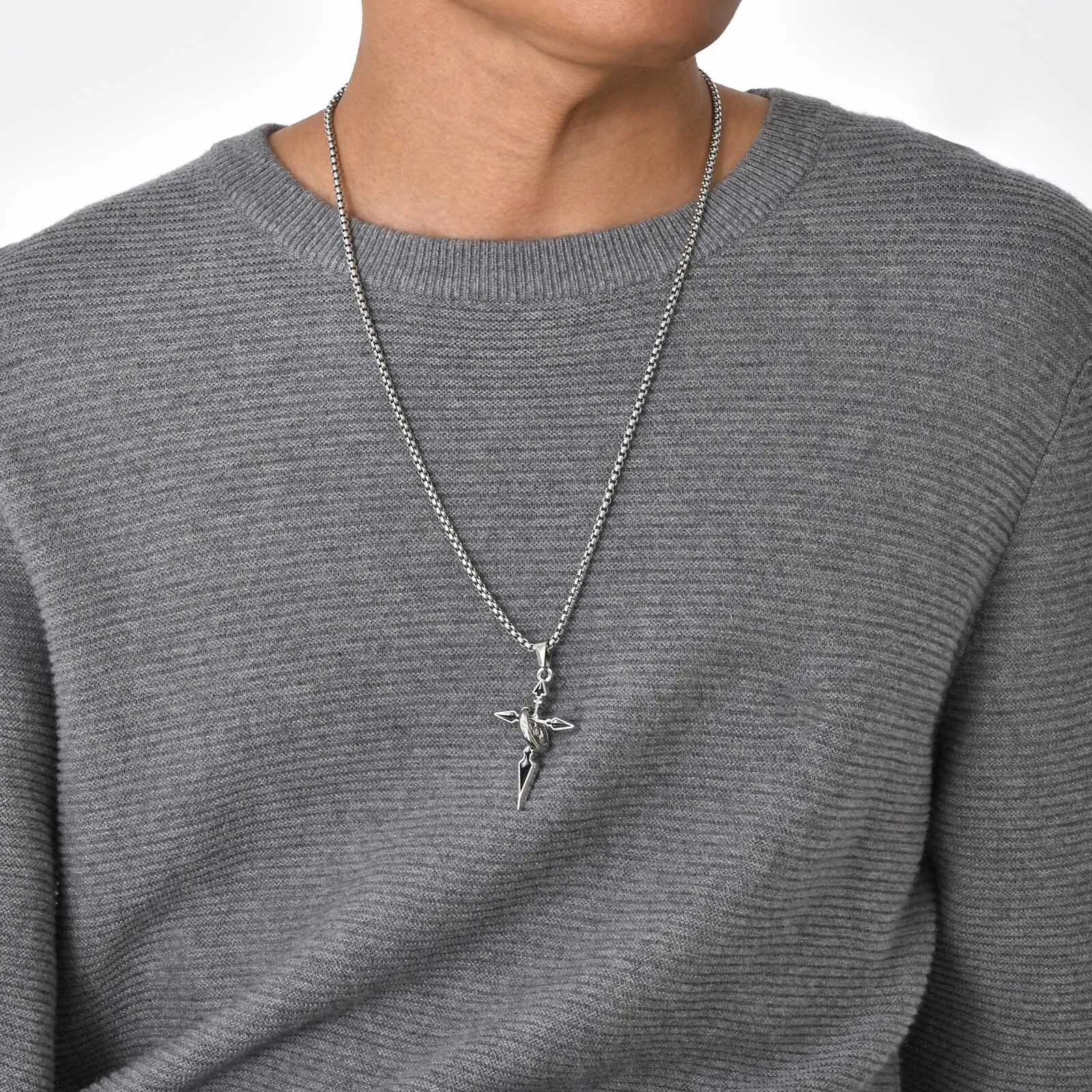 Mens Cross Necklaces,Waterproof Stainless Steel Cross Pendant Collars with Circle Ring,Stylish Christian Prayer Jewelry Gifts