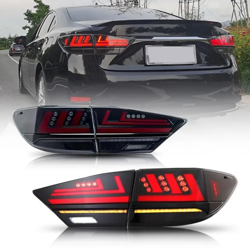 

For Lexus ES350 ES300h 2013-2018 LED Tail Lights Pair, Smoke Black Housing Rear Lamps Left & Right