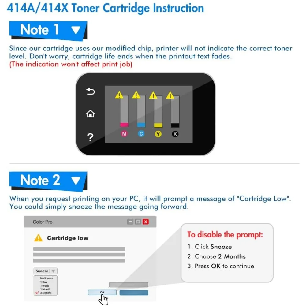 414X Toner Cartridges 4 Pack (with Chip)| Replacement for 414X 414A W2020X W2020A Works for Color Pro MFP M479fdw M479fdn