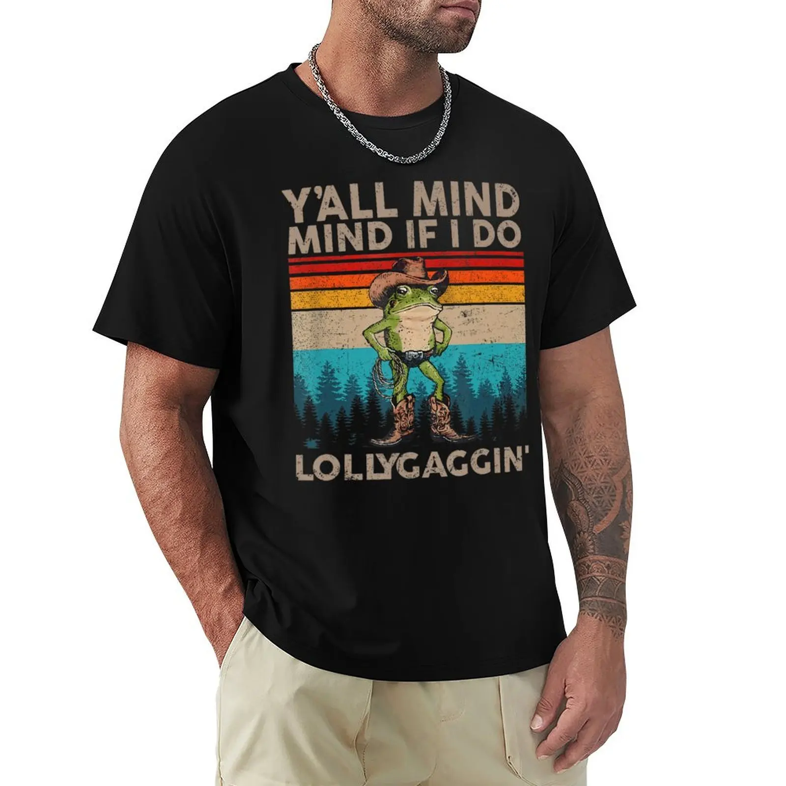 

Y'all Mind If I Do Some Lollygagging Cowboy Frog Vintage T-Shirt oversized summer tops street wear men clothes