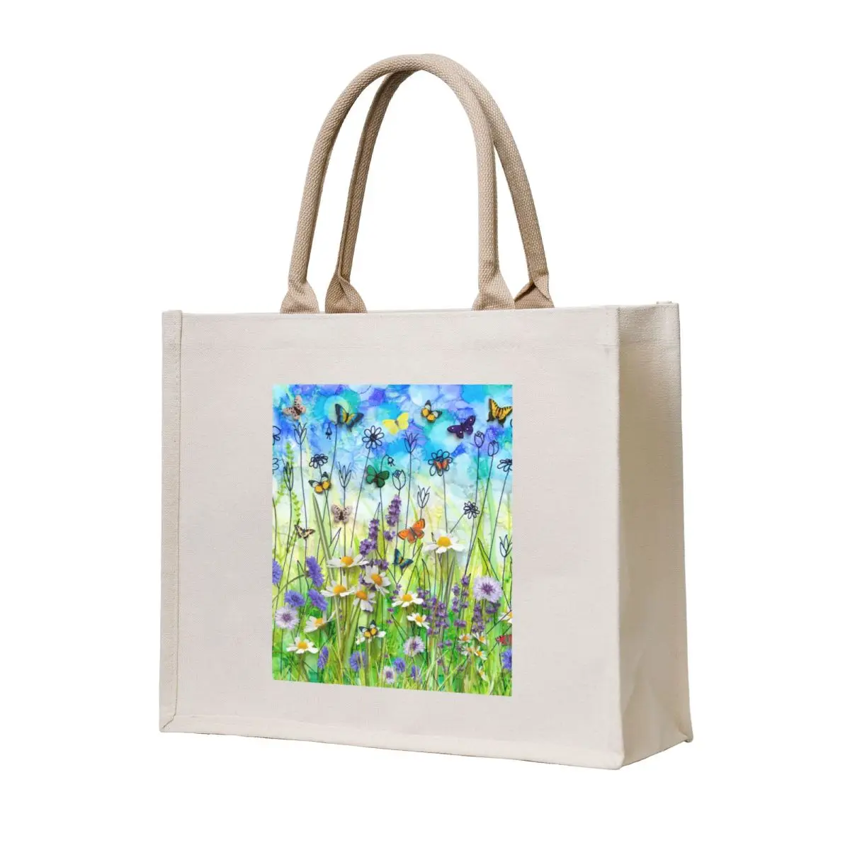 

Butterflies & wildflowers collage, summer meadow Tote Bag Woman shopper bag Shopper bag shopping trolley