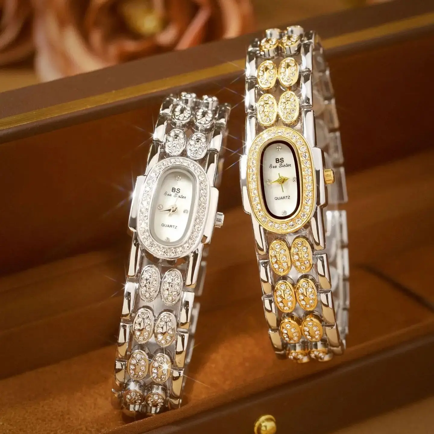 Элегантные женские золотые часы, роскошный браслет с бриллиантовым ремешком, циферблат в виде ракушки, ретро кварцевые женские наручные часы