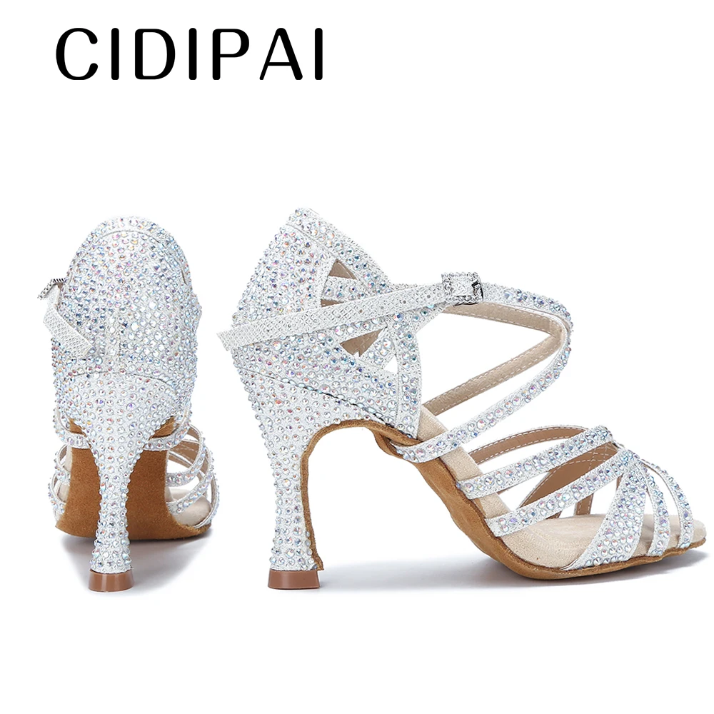 CIDIPAI Latin Dance Shoes Woman Salsa Performance Ballroom Shiny Dance Shoes Indoor Party Shoes Golden Women\'s Wedding Shoes