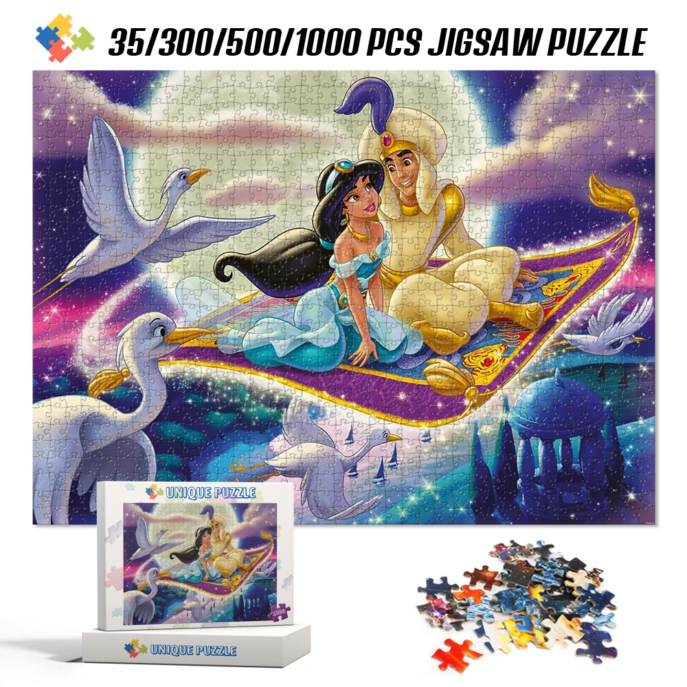 

Aladdin Anime 35/300/500/1000 Jigsaw Puzzles for Adults Disney Jasmine Princess Cartoon Tangram Toys for Kids Educational Toys