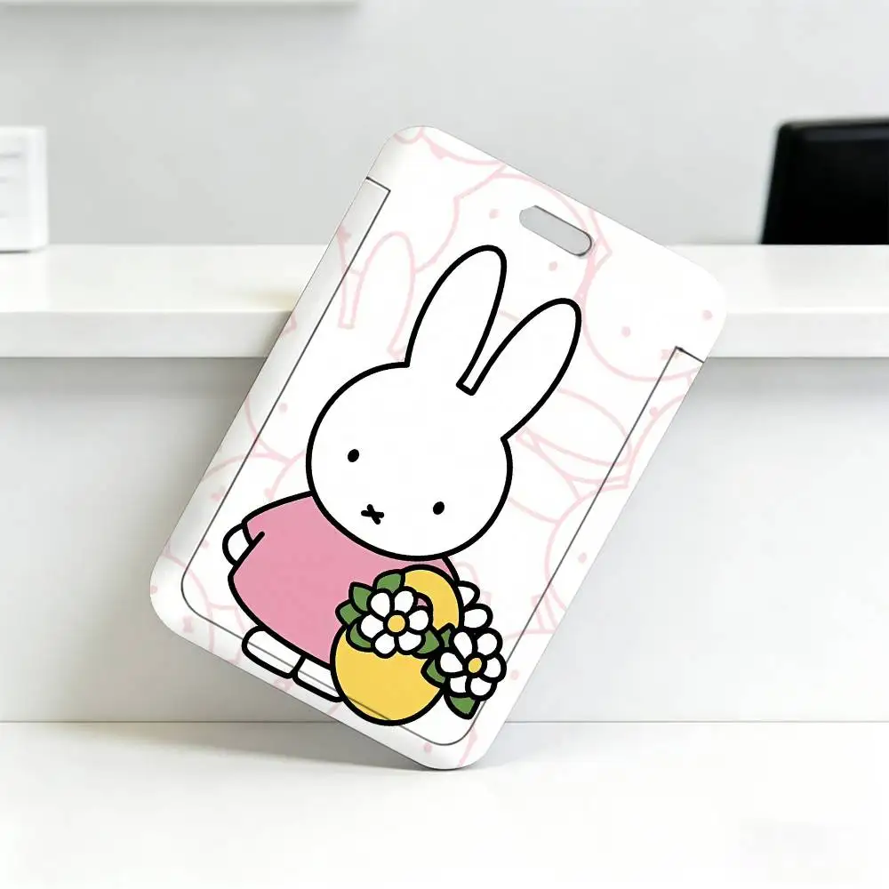 Cartoon M-Miffy Niedliches Schlüsselband mit Rückziehclip und Kartenhalter, Drehbarer Ausweishalter, Familiengeschenk – Detail 18