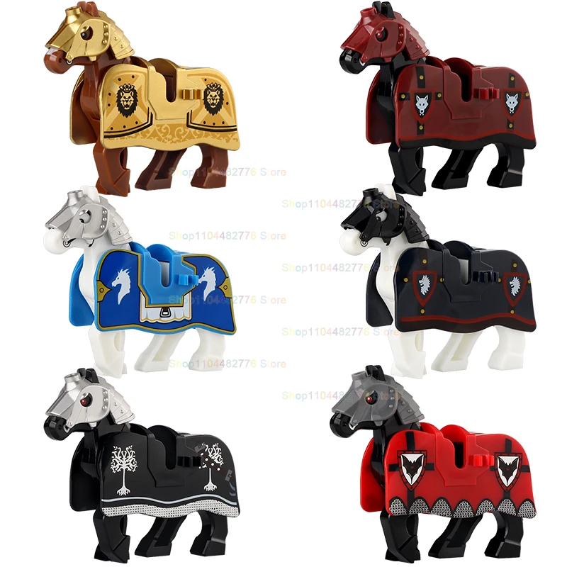 

M140 M139 M138 M137 M136 M135 War Horse Mounts MOC Armor Knights Characters Building Blocks Accessories Boys Toys for Kids Gifts
