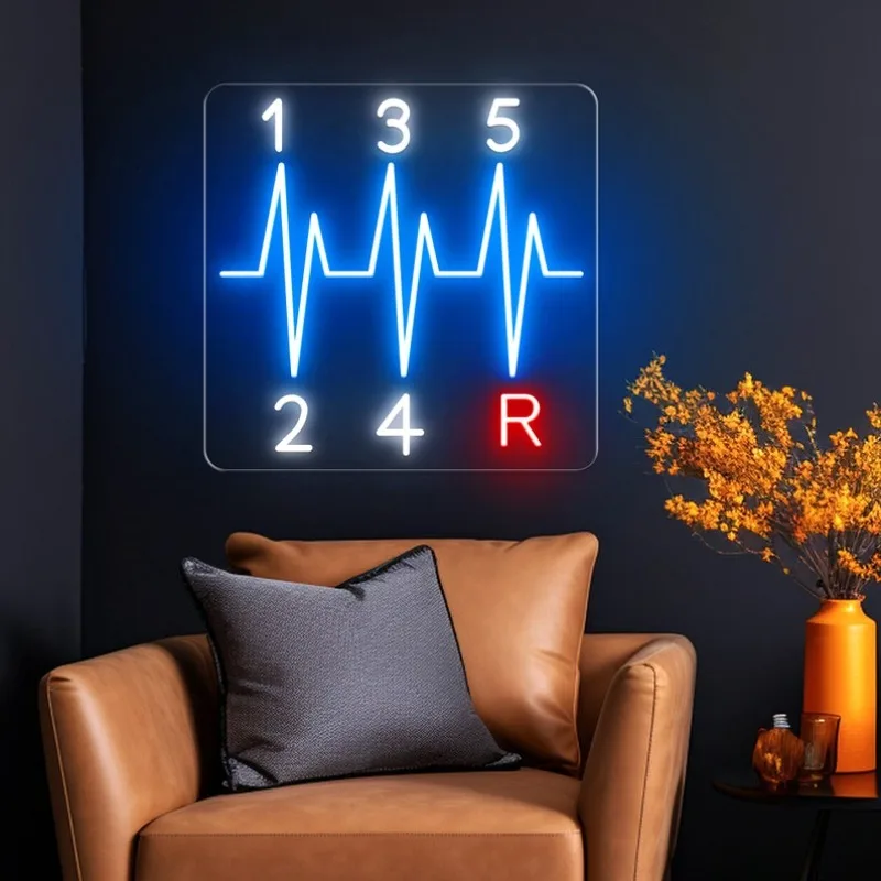 Shift Neon Sign for Wall Decor Dimmable USB Car Gearbox Light Up Signs for Garage Parking lot Car Club Gifts for Father Husband