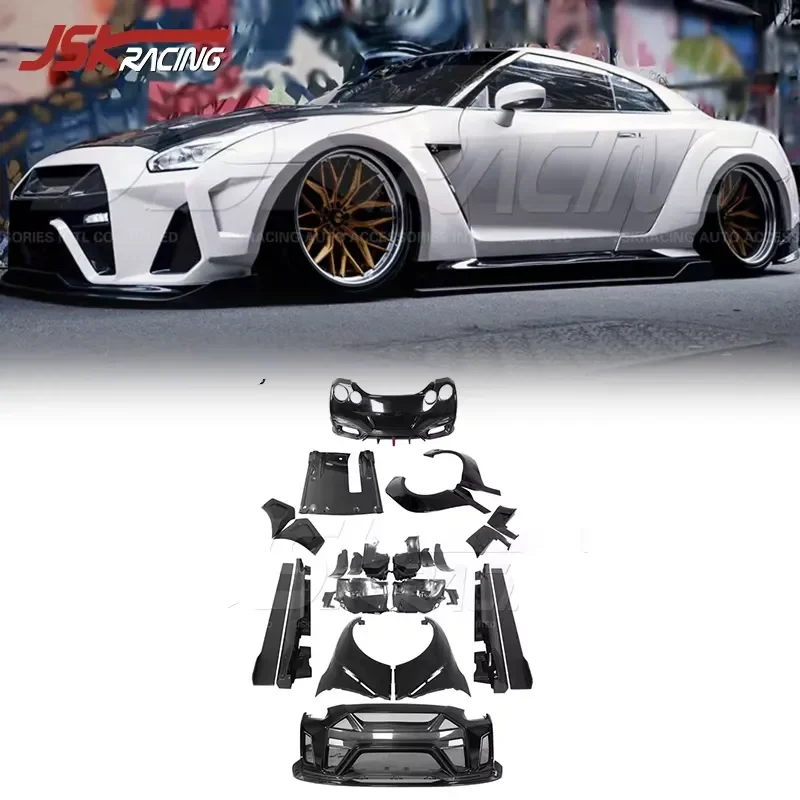 BKSSII Style Half Carbon Fiber Wide Bodykit for 2008-2025 Nissan GTR R35 CBA DBA EBA Body Kits