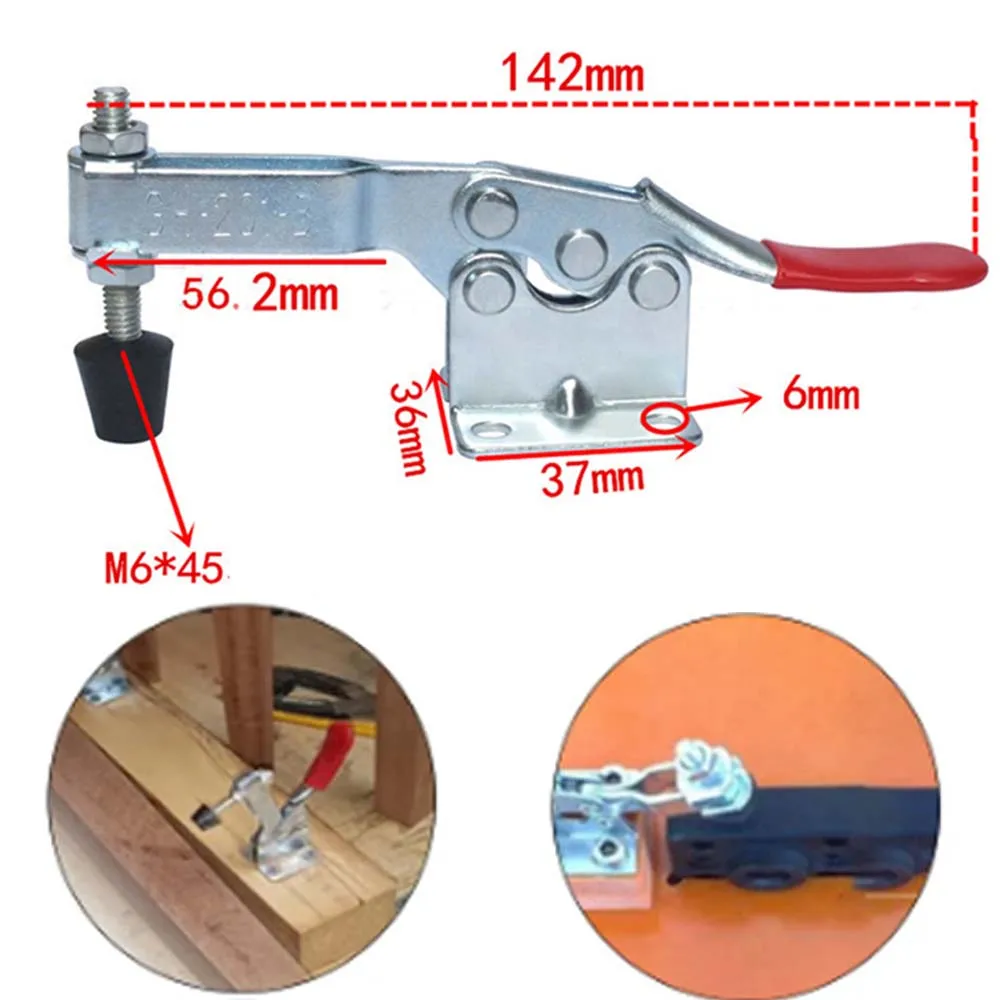 201B Horizontal Toggle Clamp 90kg Heavy Duty Quick Release Locking Lever Fastener Adjustable metal clip Woodworking Hand Tool