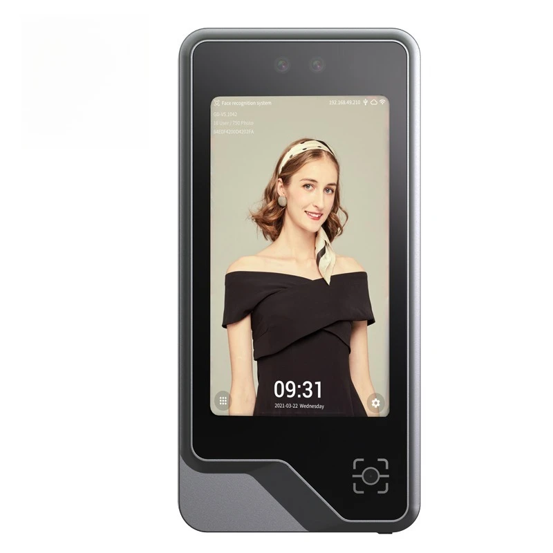 AI Face Recognition Access Control with Time Attendance Function 5 Inch Terminal Turnstile Night Vision