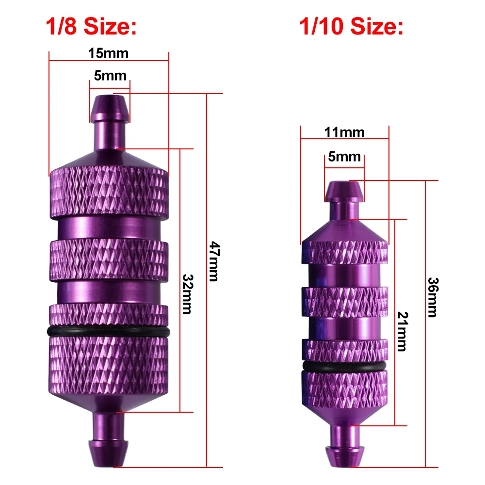 9IMOD Filtr paliwa 1/8 1/10 Filtr oleju RC Aluminiowy model samochodu RC Części zamienne 02156 80118 Do pojazdu HSP Hobo HPi Leihu Henglong