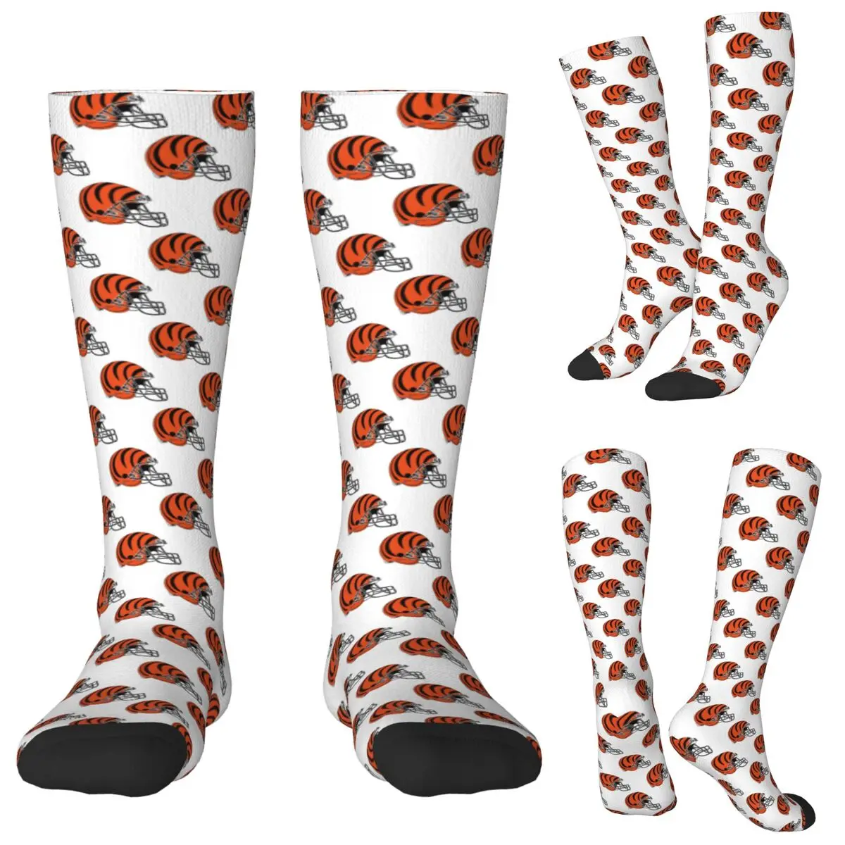 

Stripe Bengals-of-Cincinnati Helmet Socks Harajuku Stockings All Season Long Socks Accessories for Man Woman Birthday Present