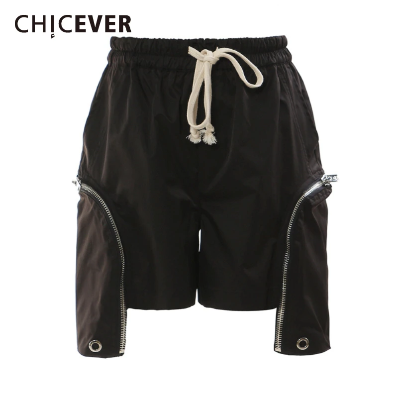 

CHICEVER женские брюки до колена с нерегулярной застежкой-молнией и высокой талией в стиле пэчворк, мешковатые уличные брюки с завязками, женские новые