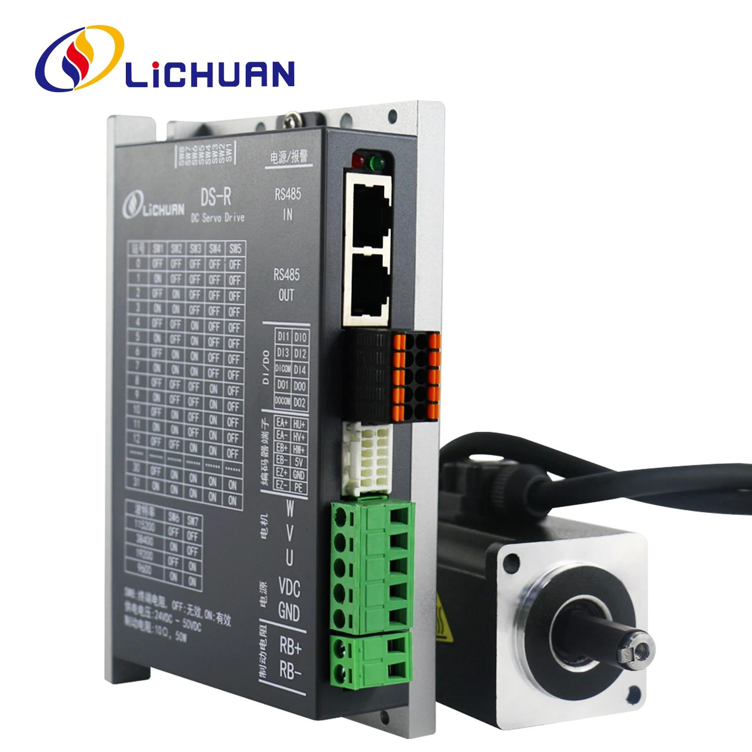 Lichuan-DSR Baixa Tensão Servo Motor Driver Kit Controlador, DC Servo Motor Drivers, 100W, 24V, 6A, 3000RPM, 0,32N. m