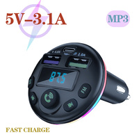 Car Hands-free Bluetooth 5.0 FM Transmitter Car Kit MP3 Modulator Player Handsfree Audio Receiver With 3 in 1 Fast Charge Cable
