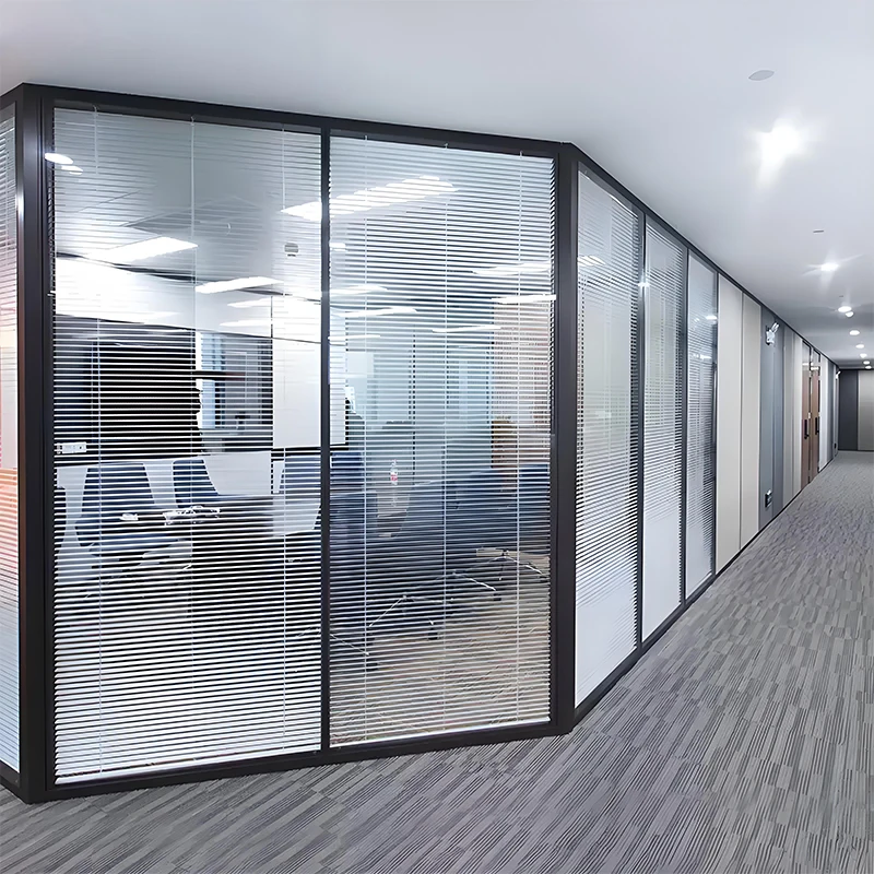 

Aluminum Single Double Glass Partition Wall With Shutters School Office Use Soundproof Supermarket