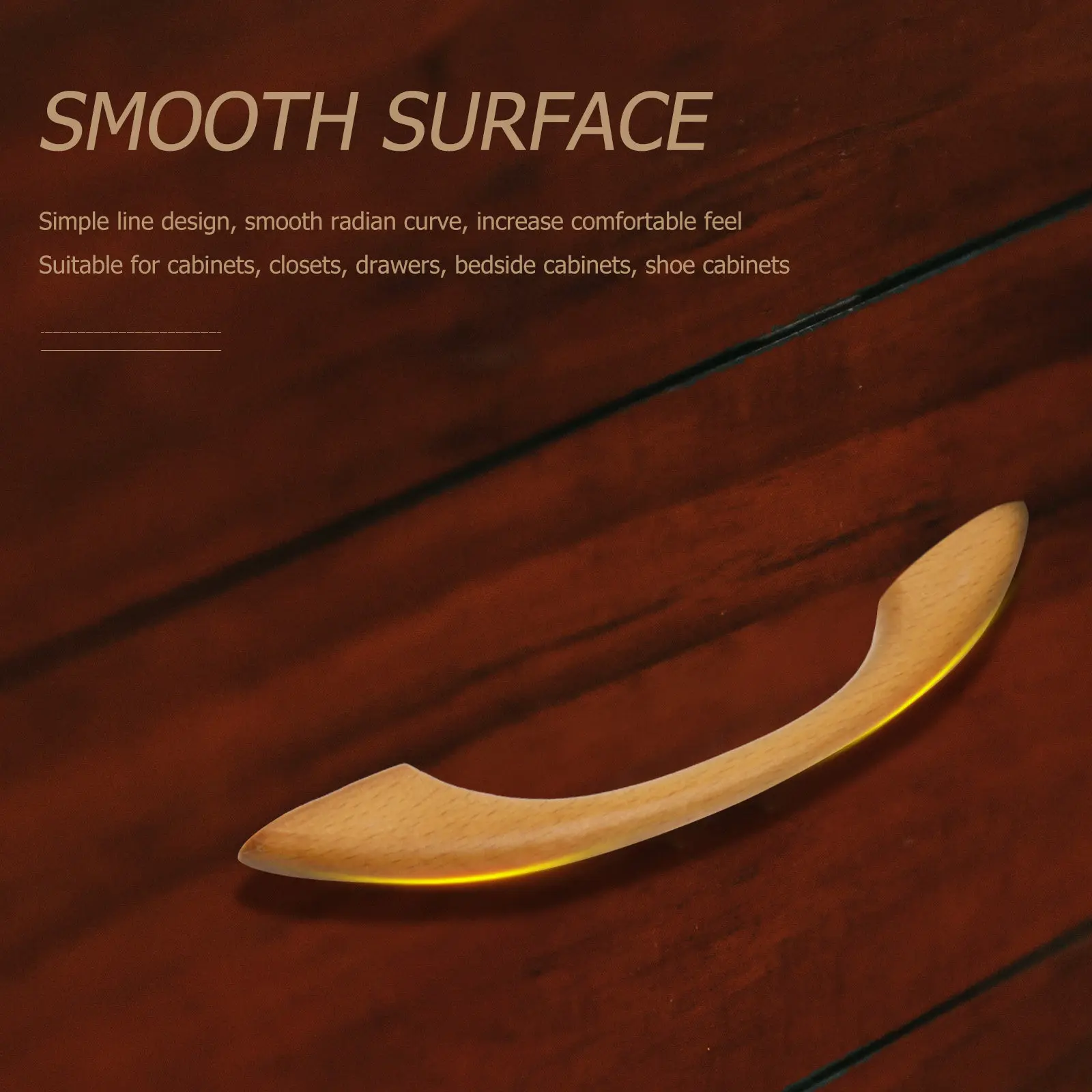 5Pcs Wooden Furniture Handle Premium Wood Zinc Alloy Door Knob Drawer Pull Cabinet Handle Smooth Curve Comfort Grip Nordic