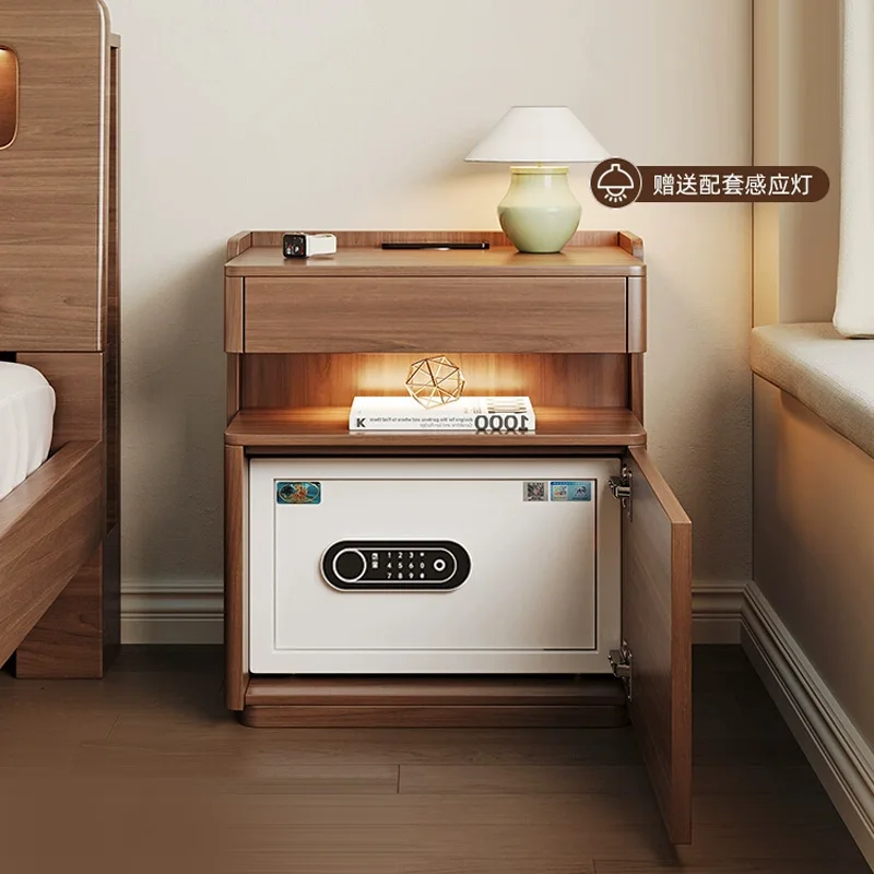 Bedroom Solid Wood Multi-function Medium and Ancient Style Light Luxury High-end Sense Lock Safe Integrated Free Installation