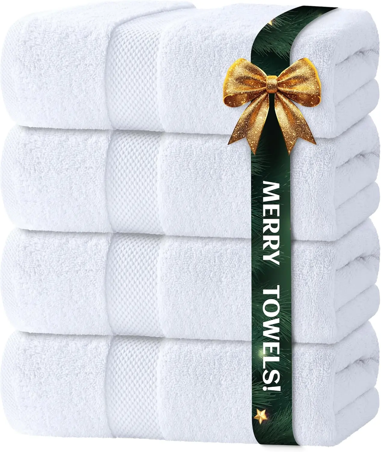 

Luxury Bath Towels Set of 4 - 700 GSM Turkish Cotton, Ultra Soft and Quick Dry, White