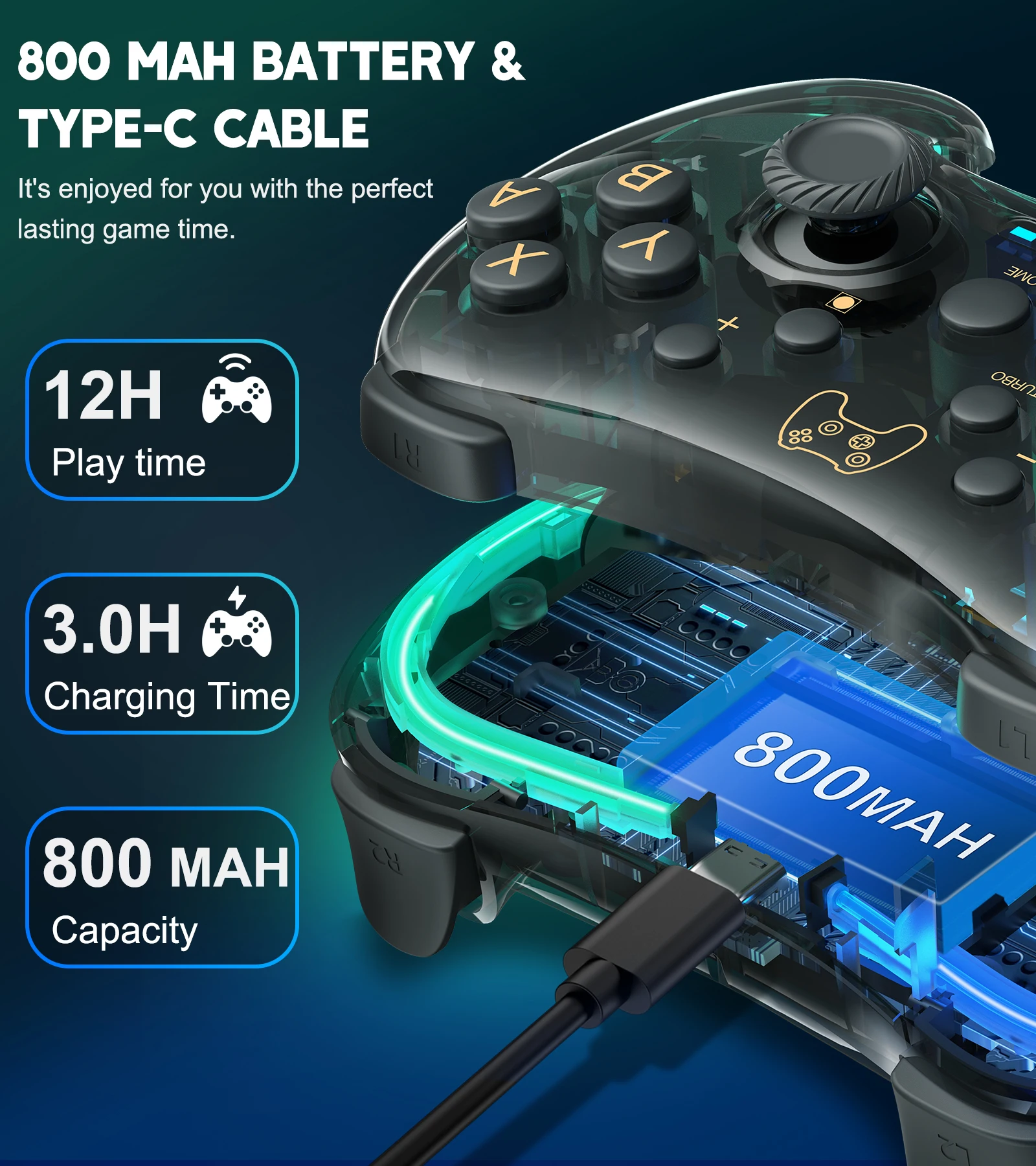 BEBONCOOL Q220/Q280 Gamepad con interruttore wireless Controller Cool Pro compatibile per controller Switch Lite/Switch OLED/Switch