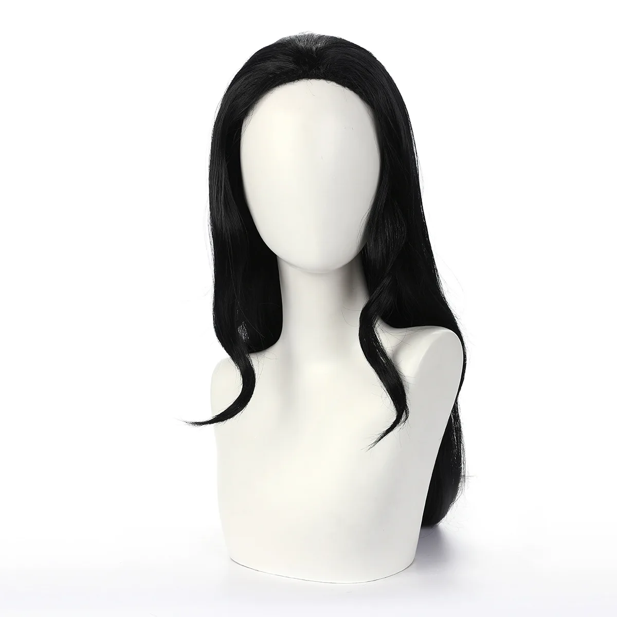 Long Straight Black Synthetic Wig Middle Part for Nico-Robin Inspired Cosplay Costume Party Heat Resistant Hair Anime Roleplay