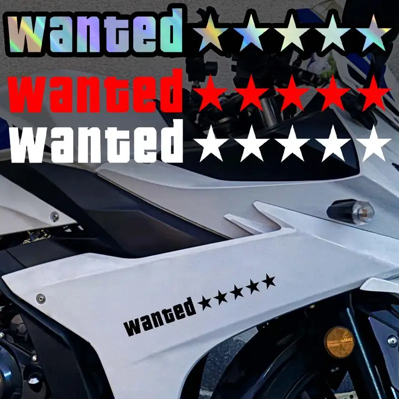 AliExpress NONE 2PCS Wanted Start Motorcycle Stickers Funny Waterproof for Fuel Tank Windshield Side Panels Bike Car Window Bumper Vinyl Decals