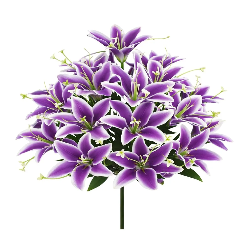 

Fashion 18 Heads Artificial Lilis DIY Flower Realistic Fake Flowers Plastic Multicolor Flower Bouquet Bridesmaids Accessories