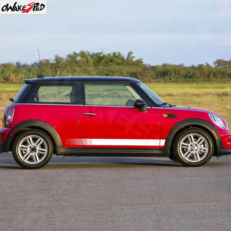 2 Pcs/Set Door Side Stripes Sticker For MINI JCW F66 2025 John Cooper Works J01 SE 2024 F65 F67 2026 Graphics Decal Accessories