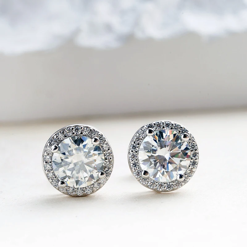 Joyce Kelly 6,5 mm 1 Karat bunte Moissanit-Ohrringe, Unisex, männlich, weiblich, S925-Sterlingsilber, funkelnder feiner Schmuck, Herren-Ohrstecker – Detail 2