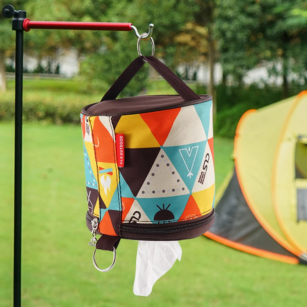 Camping Tent Folding Toilet Paper Hanging Holder Roll Case Storage Box Bag Outdoor Camping Hiking Picnic Tissues Storage Case