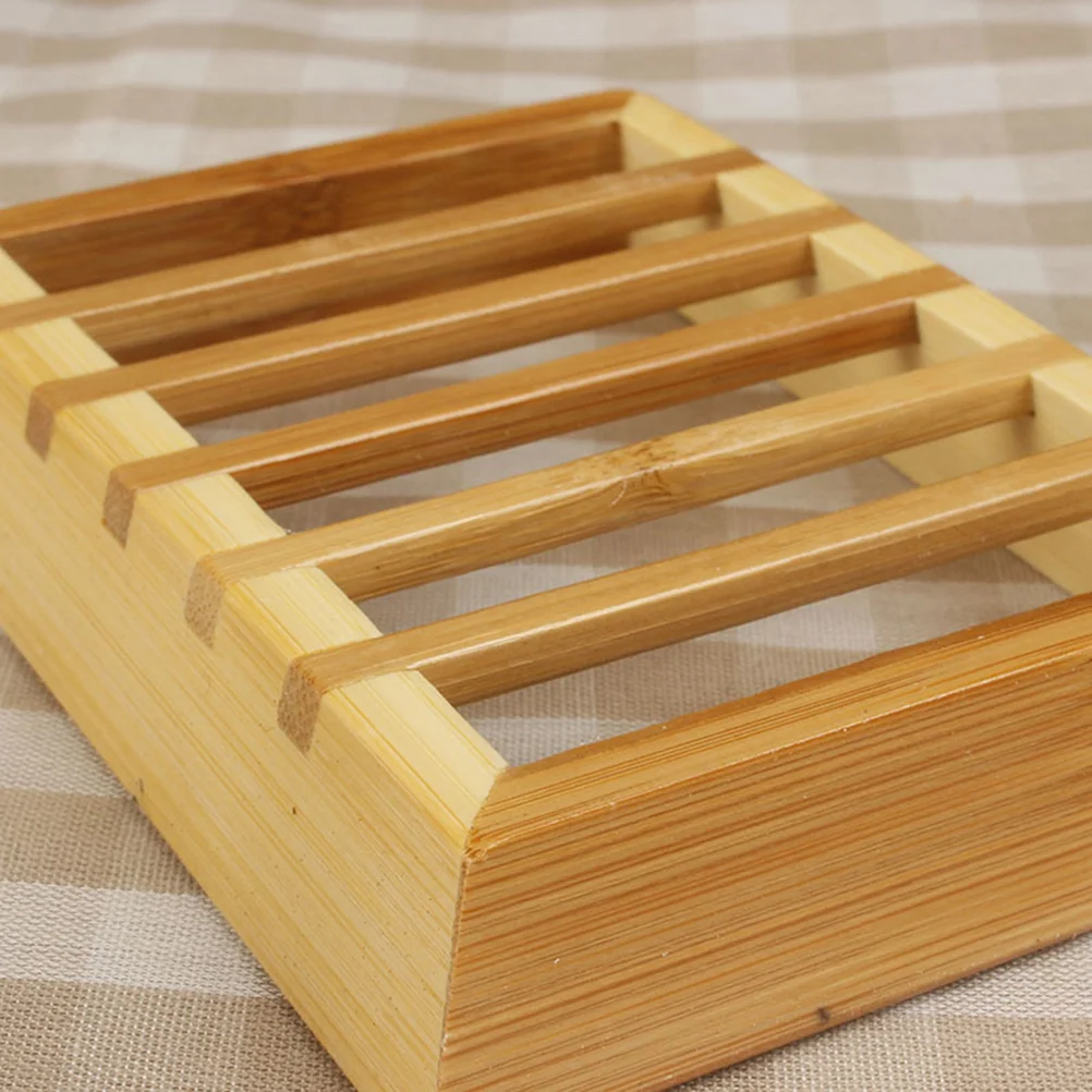 

Bamboo Drain Soap Box Container Wooden Soap Dish Tray Storage Organizer Handmade for Home Bathroom Easy Clean Dry
