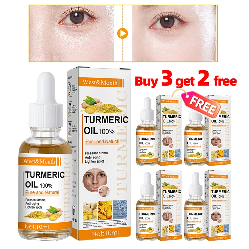 

5Pcs Facial Whitening Turmeric Serum Oil Face Lifting Firming Dark Spots Wrinkles Removal Anti Aging Moisturizing Skin Care