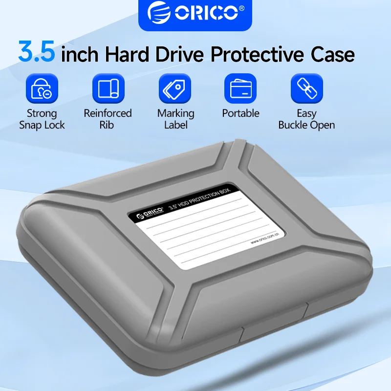 

ORICO PHX35 3.5 inch Hard Drive Protective Case Portable Marking Label Design Strong Snap Lock Reinforced Rib Easy Buckle