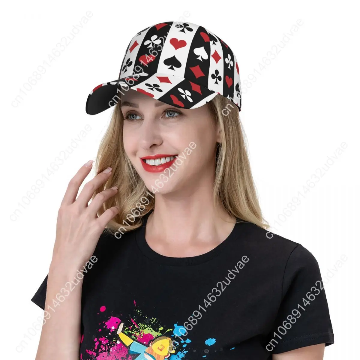 Poker Red Black Alice In Wonderland Outdoor Sport Caps Baseball Hat Men Women Visor Cap  Cap Street Hip Hop Caps golf hat men