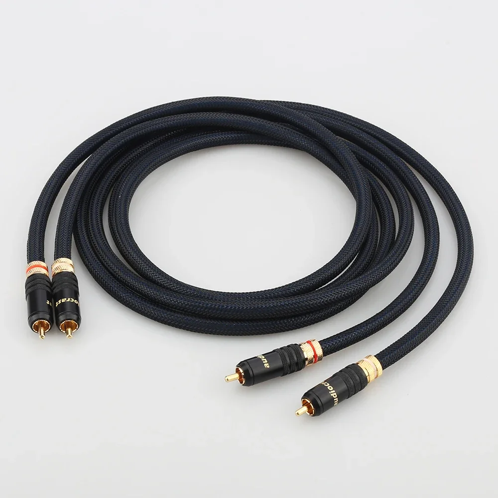 Audiocrast A10 5N OFC pure copper silver plated RCA interconnet cable Gold plated RCA jack connector