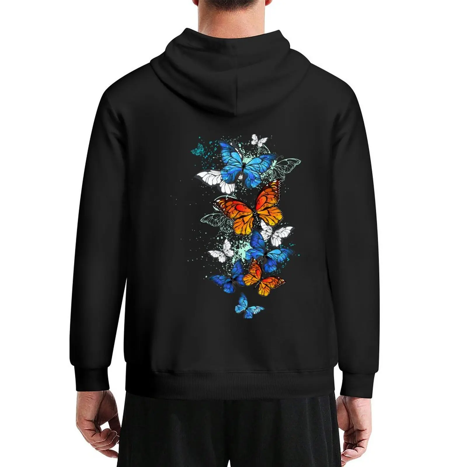 

Flying Butterflies Morpho and Monarch Hoodie men clothes autumn winter clothes men's coat new features of hoodies & sweatshirts