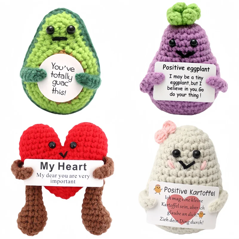 

Positive Energy Handmade Crochet Vegetables Dolls Desktop Ornament Funny Emotional Support Figurines Home Decor Gift for Friend